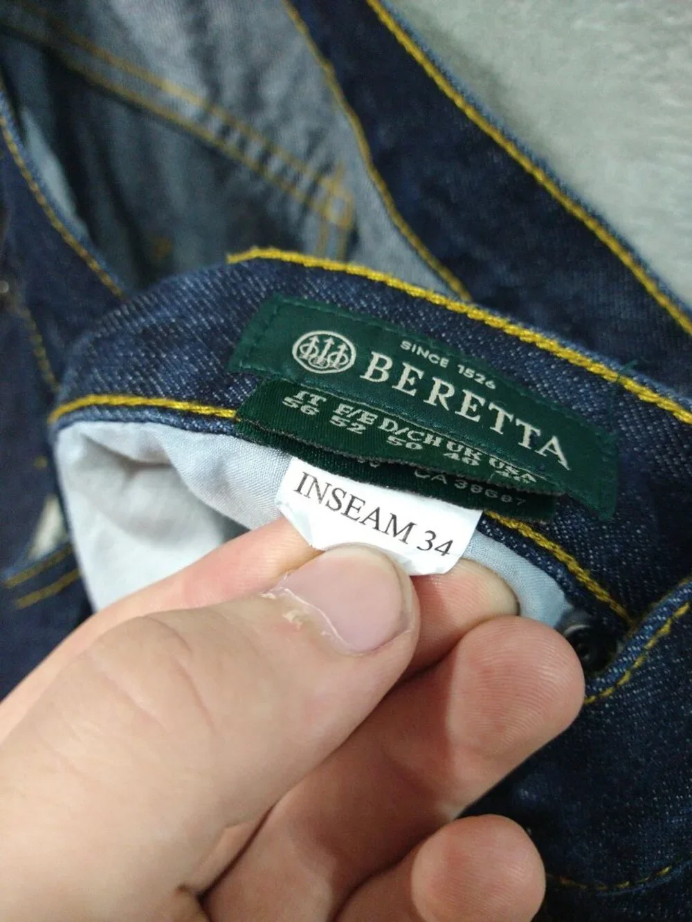 Beretta Jeans Mens 40x29 Blue Denim High Rise Straight Leg Vintage Dark Wash